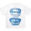 Double Blue Lips Grillz Boxy Tee  Y2K Streetwear Fashion Aesthetic Urban Trendy