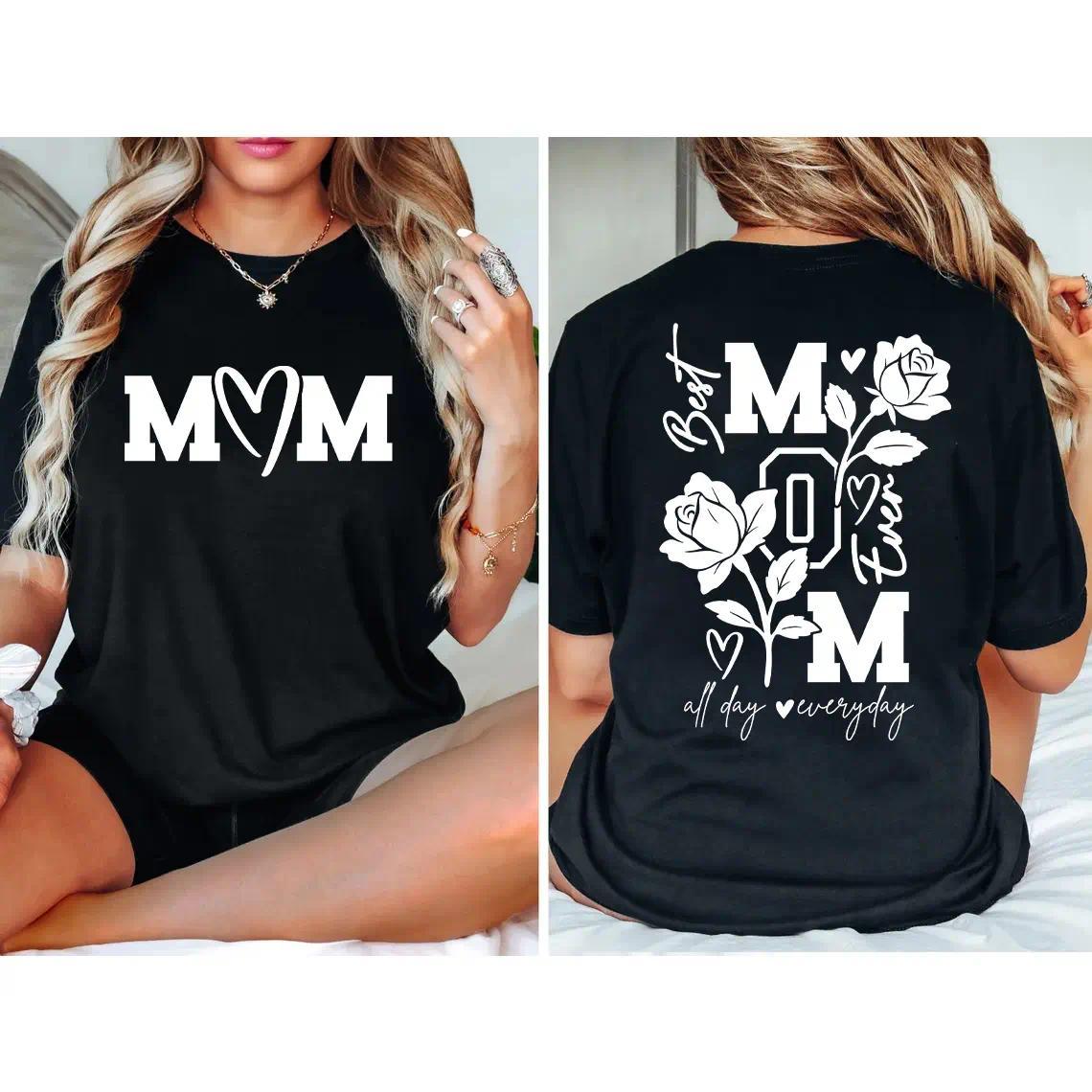 Double-Sided Print!Oversized 100% Cotton Mom Tee, Great Mother’s Day Gift, Comfortable for Road Trips