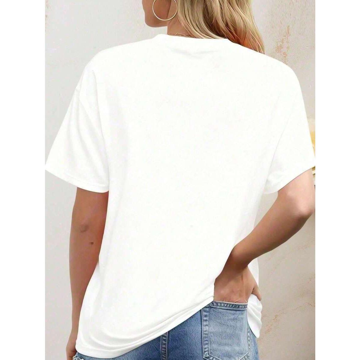 This Girl Loves Jesus Christian Cross Flower Design Women's T-Shirt White Casual Top Faith Inspired Graphic Tee