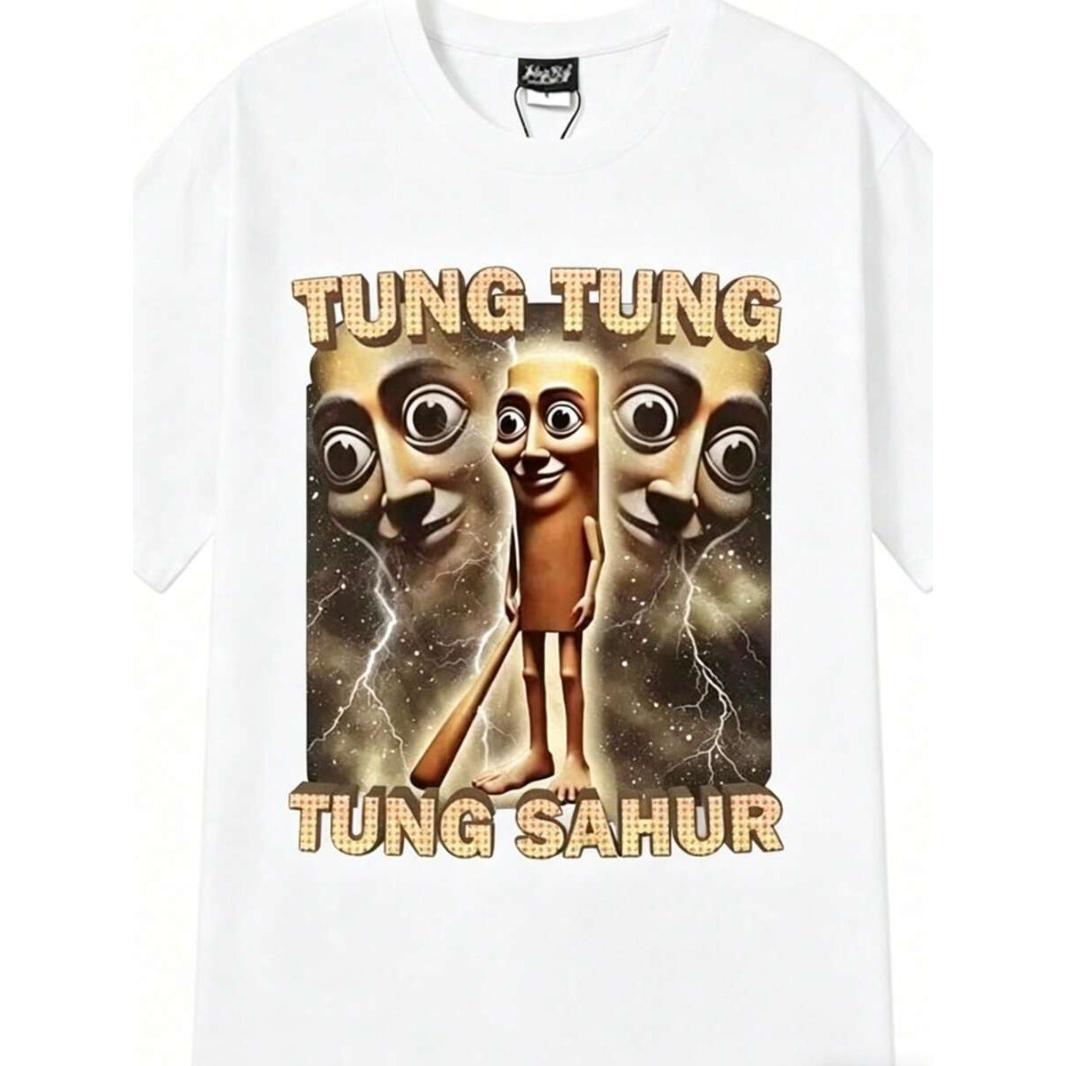 Tung Sahur Graphic Printed T-Shirt Men Summer Casual Loose Fashion Funny Round Neck Short Sleeve Tops Clothing T-Shirt Unisex