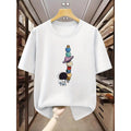 Men's T-Shirt Cartoon Astronaut T-shirt with Planet Design Comfortable casual short-sleeved T-shirt