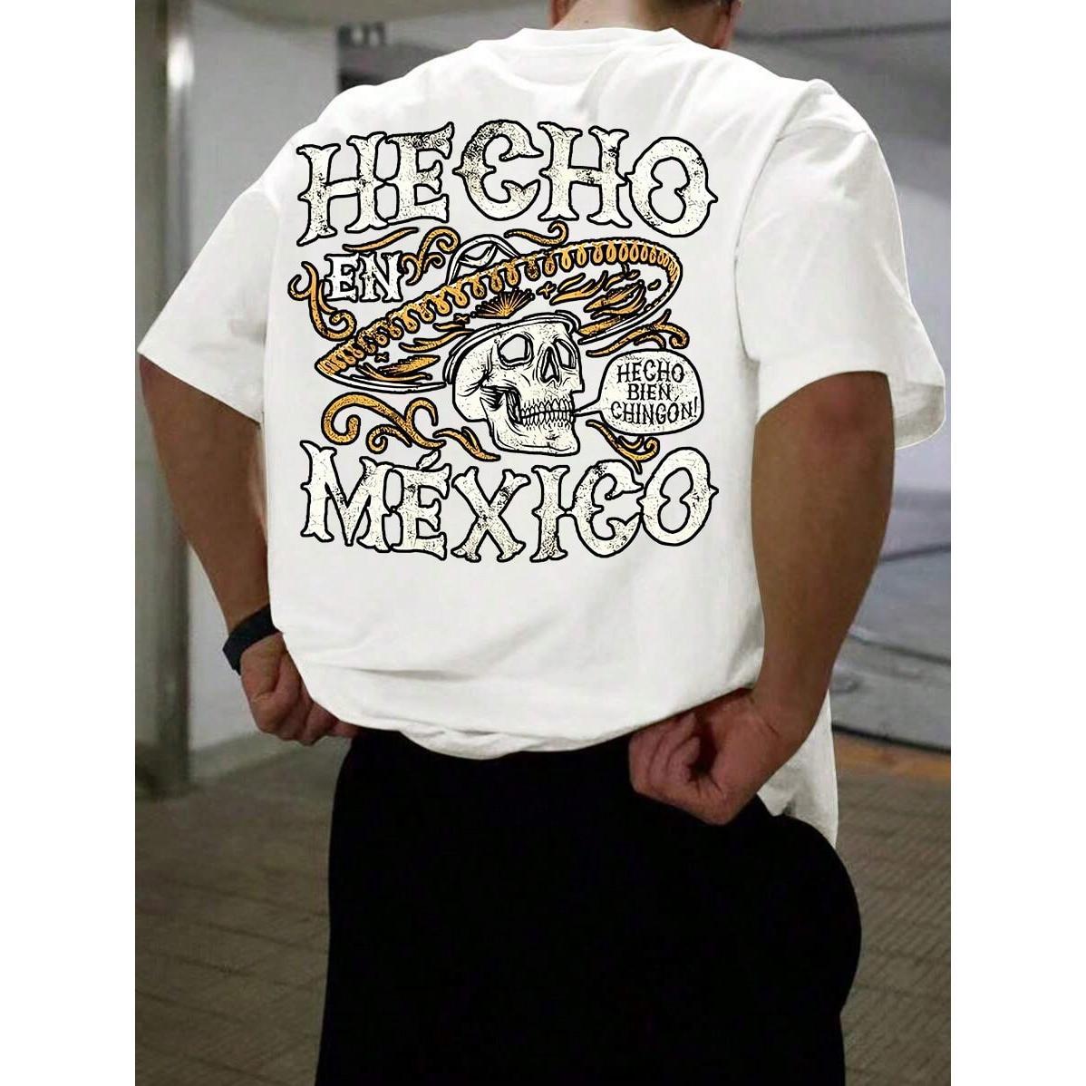 Made In Mexico Graphic Print 100% Cotton T-Shirt Mens T-Shirt, Summer And Spring Short Sleeve Crew Neck Casual Tops, Mens Clothing