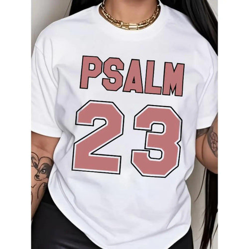 [100%Cotton] Women'S Psalm 23 Jersey Premium-Shirt- Oversized Casual Short Sleeve Round Neck Tee With Bold Green Lettering, Soft Breathable Fabric Holiday Parties& Giving Golf Gift T-Shirt For Men And Women