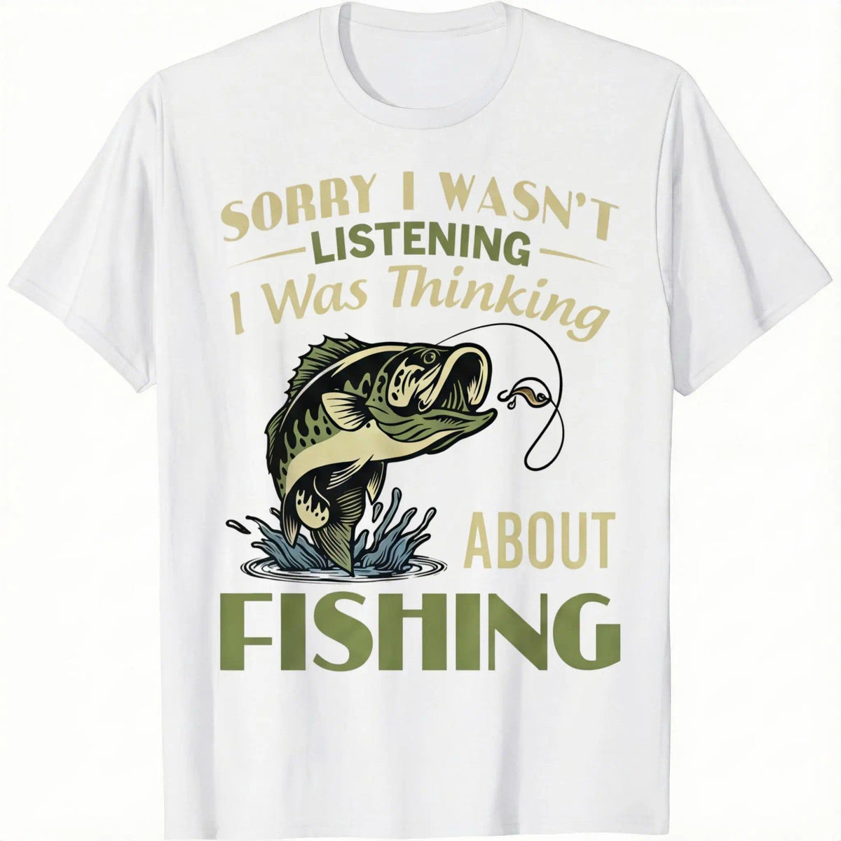 Funny Fishing Shirt "Sorry I Wasn't Listening" Bass Graphic Tee | Unisex Vintage Sarcastic Outdoor Top