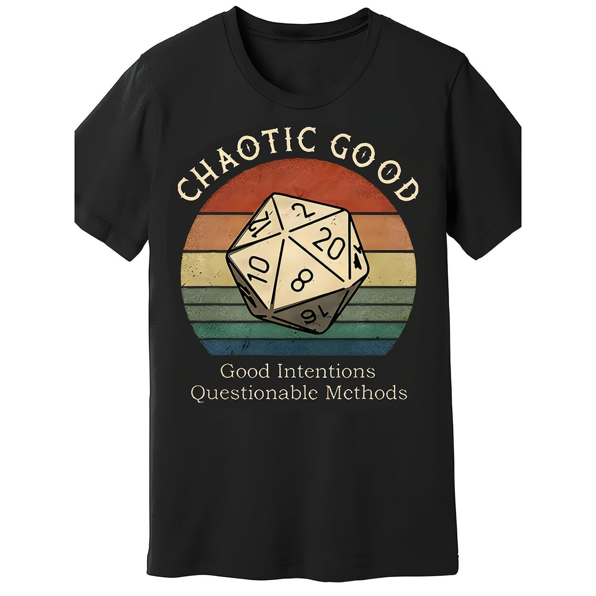 Men'S Retro 'Chaotic Good' Graphic Tee - Featuring a Fun And Casual Design with Dice Art, Ideal for Everyday Wear