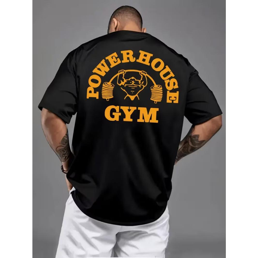 Powerhouse Gym Mens T-shirt Bodybuilding Muscle Fitness Crew Neck Workout Top Te