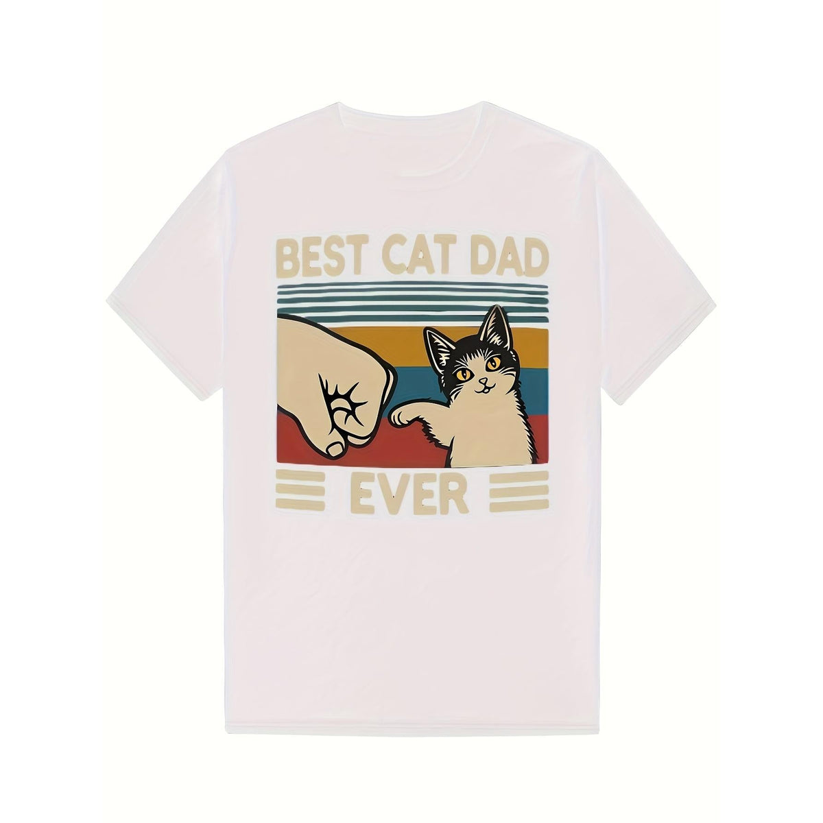 Men'S "Best Cat Dad Ever" Graphic T-Shirt - Funny Summer Short Sleeve Tee with Cat and Paw Print Design, Black Casual Gift for Cat Lovers