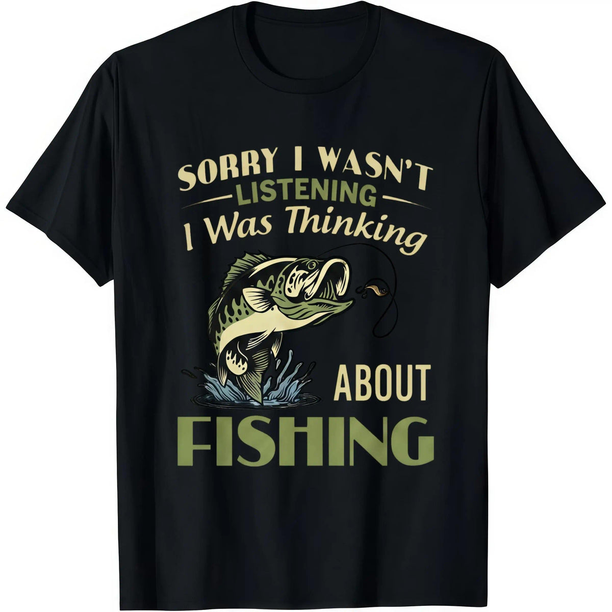 Funny Fishing Shirt "Sorry I Wasn't Listening" Bass Graphic Tee | Unisex Vintage Sarcastic Outdoor Top