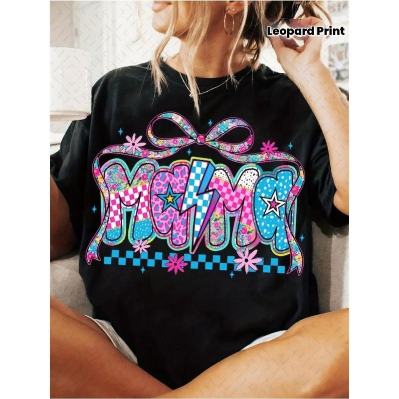 Plus Size - Plus Size - Women'S Pattern T-Shirt- Mother'S Birthday Mother'S Day Gift Idea- Black Shirt with Pink Floral, Vintage Plaid, Leopard Print, Dalmatian Dots- Casual Summer T-Shirt Suitab