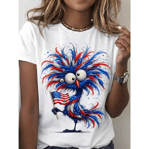 Women's Graphic Tops, Comfortable Casual Cotton Shortsleeve T-Shirt with Moisture Absorption, Daily Style for Leisure & Sports, Wide Spectrum Sizes, Women's Clothes, Comfortable For Daily Sports