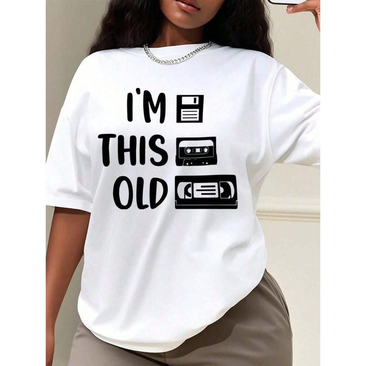 Funny Retro "I'm This Old " T-Shirt With Vintage Cassette, Floppy Disk, VHS Design - 90s Throwback, Great Gift Idea