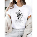 Life Is Better With Music Notes Musical Sheet Musician Music T-Shirt - Women's 100% Cotton Casual Short-Sleeved Crew Neck T-Shirt For Spring And Summer - Comfortable, Relaxed Fit, Printed Graphic Tee