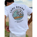 Men's Casual Beach Surfing Element Printed Short Sleeve T-Shirt, Comfortable & Breathable, For Summer Wear