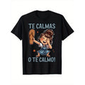 Funny Spanish T-Shirt - TE CALMAS O TE CALMO! Spanish Saying with Cute Girl & Spanish Text, Lightweight Breathable 100% Shirt for Spanish Learners, Humor Lovers - /Christmas Gift Idea - Black Casual Spanish Language Apparel