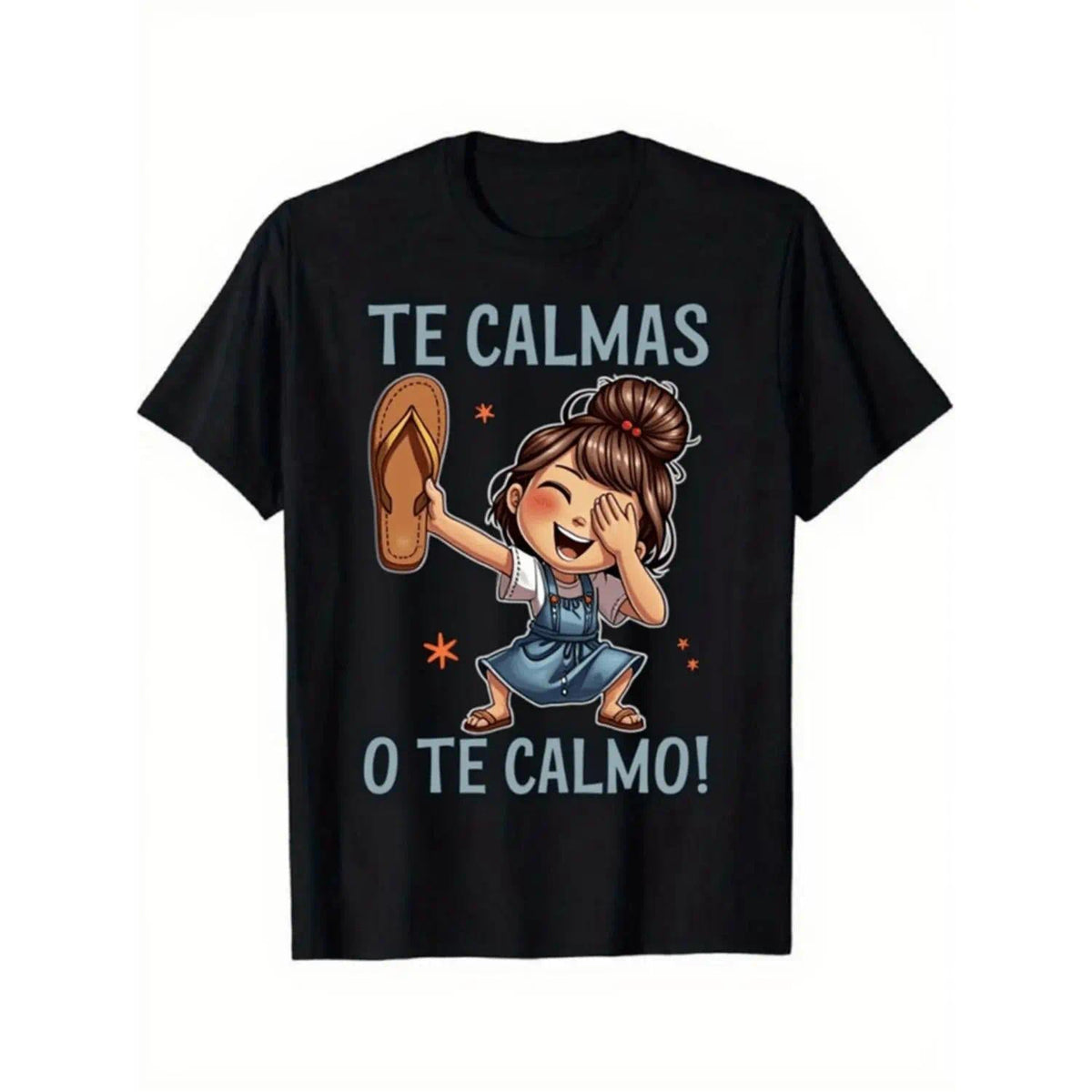 Funny Spanish T-Shirt - TE CALMAS O TE CALMO! Spanish Saying with Cute Girl & Spanish Text, Lightweight Breathable 100% Shirt for Spanish Learners, Humor Lovers - /Christmas Gift Idea - Black Casual Spanish Language Apparel