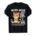 2026 Men's Angry Cartoon Cat Graphic T-Shirt Funny Quote Black Tee for Cat Lovers Casual Crewneck Soft Breathable Fabric Machine Washable