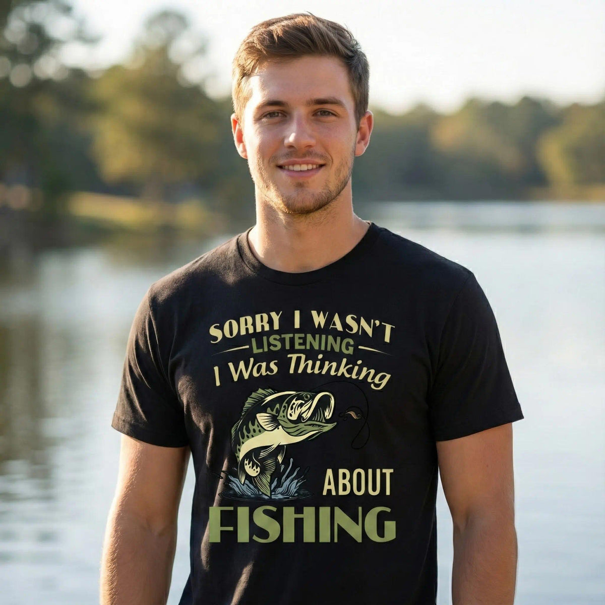 Funny Fishing Shirt "Sorry I Wasn't Listening" Bass Graphic Tee | Unisex Vintage Sarcastic Outdoor Top