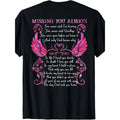 Women'S Plus Size "Eternal Longing" Theme T-Shirt- Shiny Angel Wings And Touching Tribute Text Emotional Black T-Shirt, Perfect Gift For Commemorating And Honoring Loved Ones